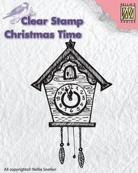 NELLIE'S Transparent Acryl Stempel Motivstempel Clear Stamp - Kuckucksuhr Uhr